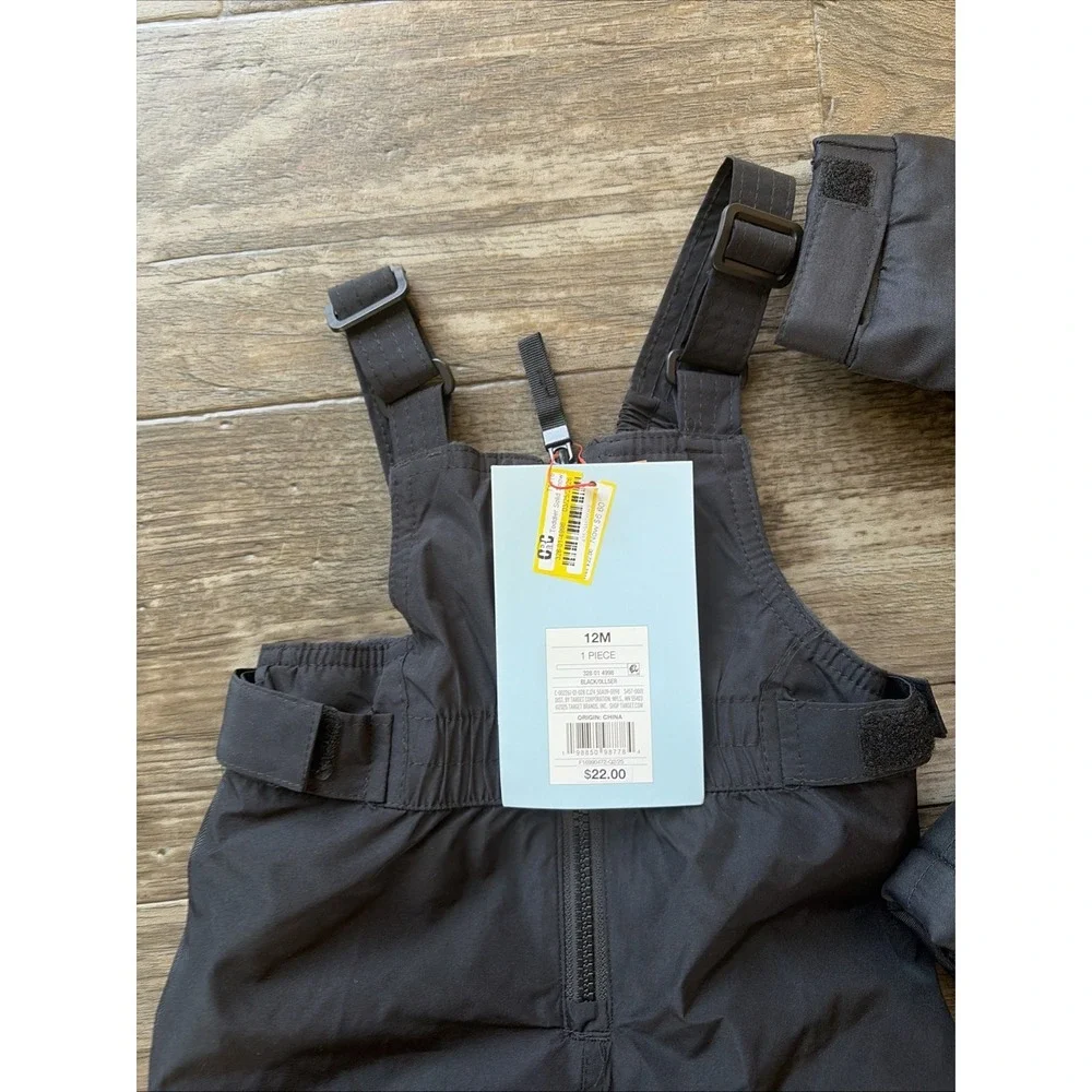 Cat & Jack Baby Boy Girl 12 Month Snow Suit Black  3-in-1 Jacket Snow winter Bib